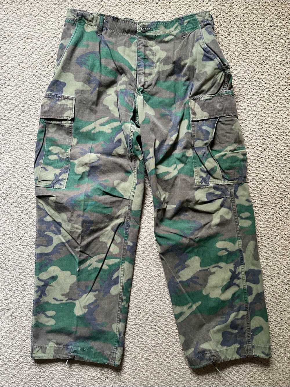 VTG 70s Vietnam ERDL Camo Jungle Fatigue Pants Ripstop USMC Medium Short